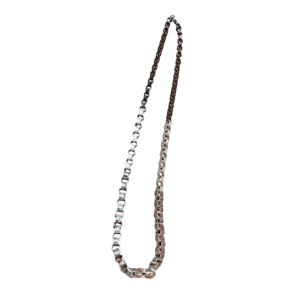 Ann Taylor Loft Stainless Steel 38.5" Circle Link Necklace Women's Black/Silver